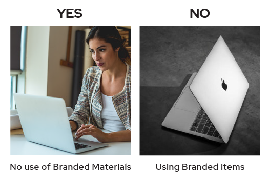 No use of branded materials